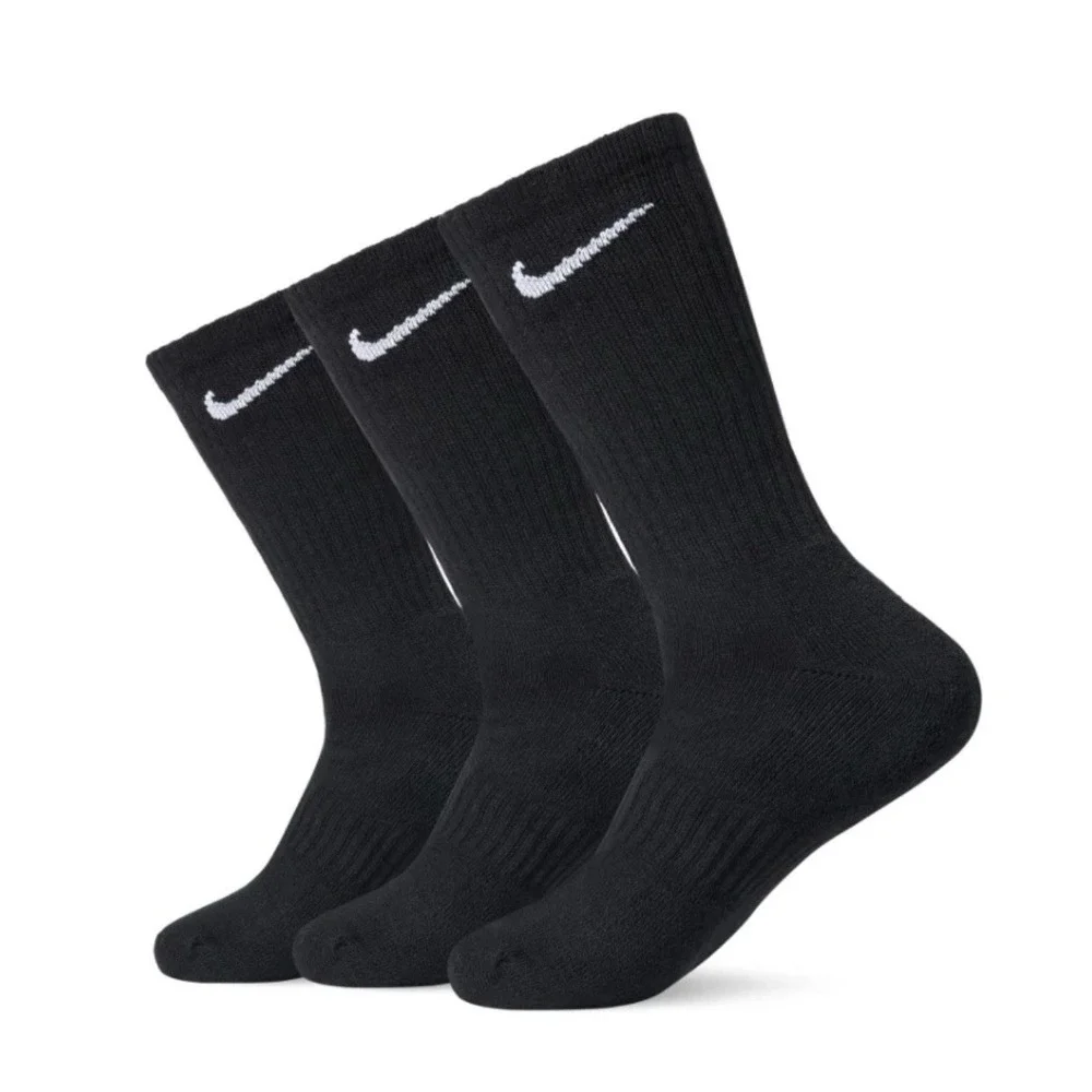 Nike Everyday Lightweight Dri-Fit Crew Socks 3-Pack Black 5Y-7Y  W6-10, M6-8